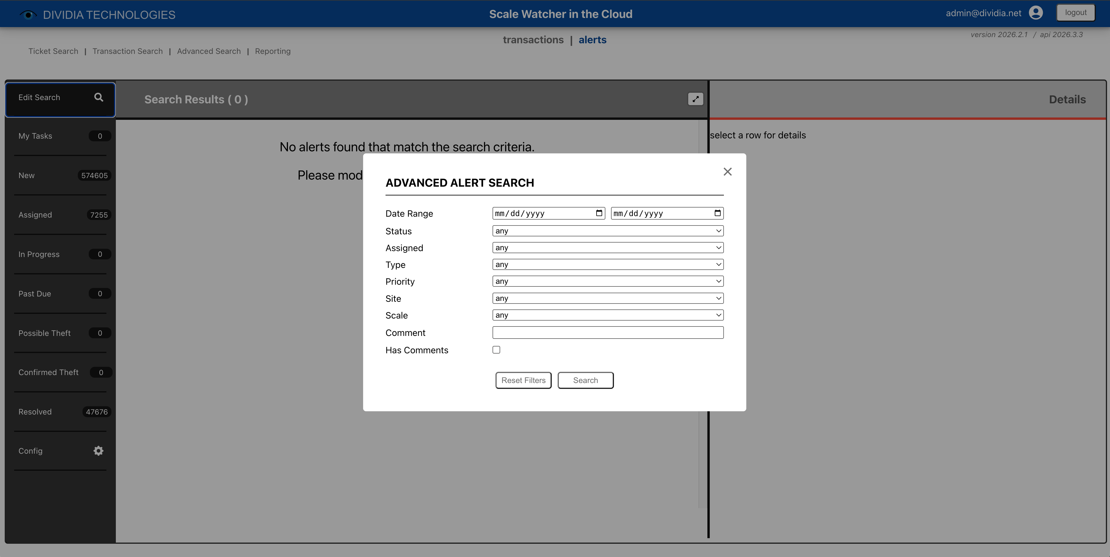 Advanced Alert Search