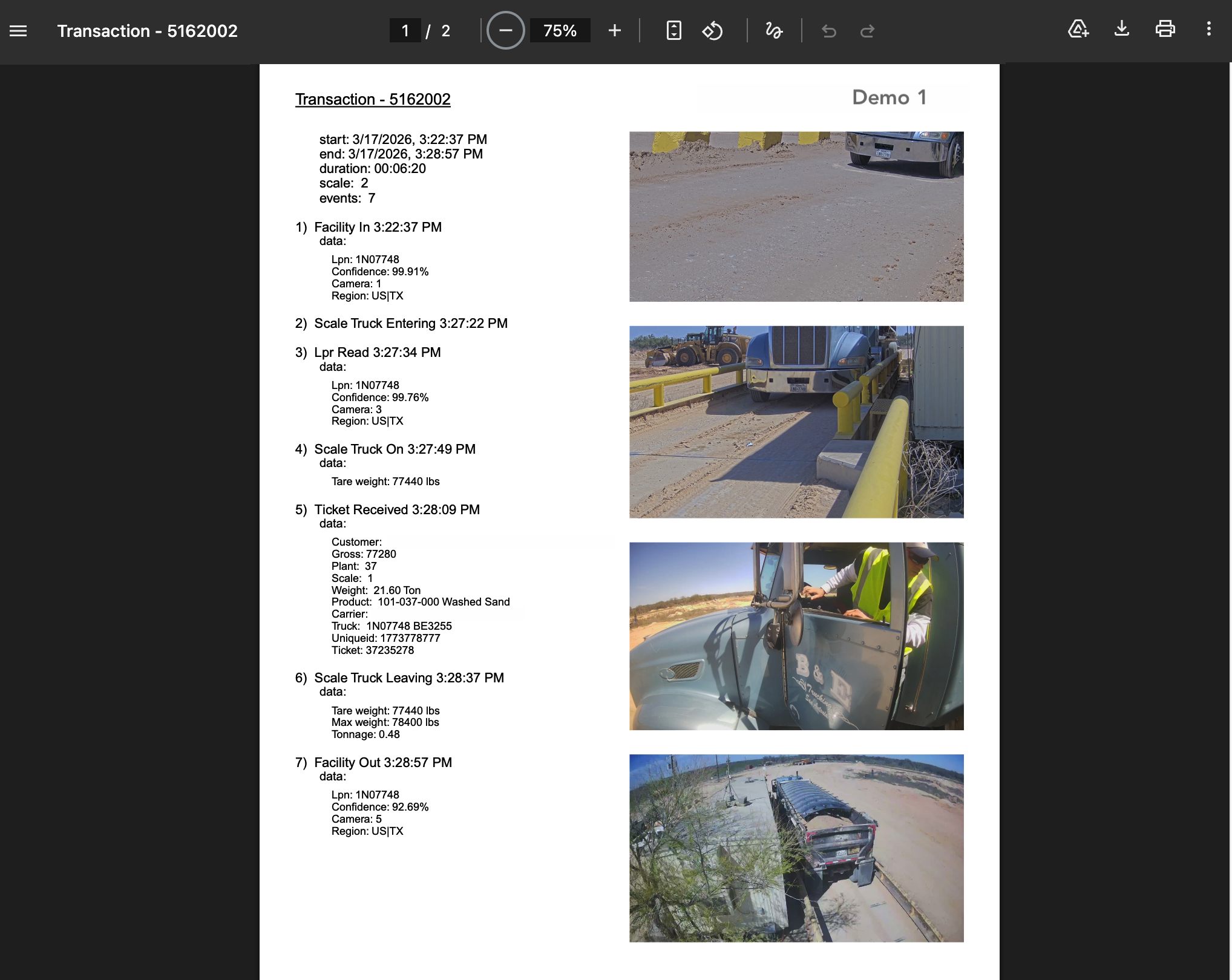 Transaction PDF view